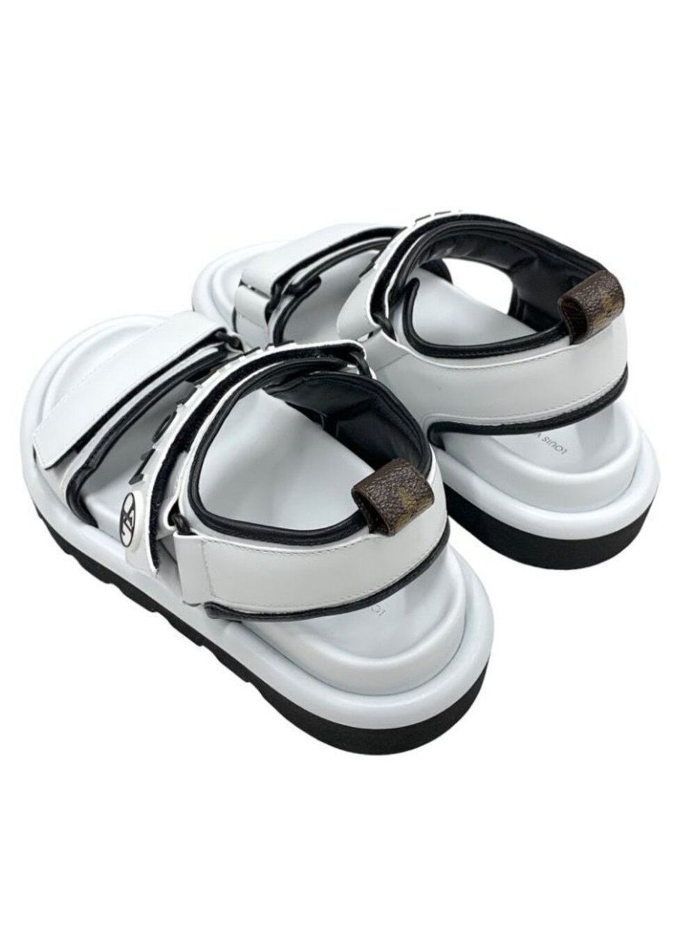 ★SOLD★ Louis Vuitton Pool Pillow Line Sandals Shoes Leather White Black - Picture 4 of 10
